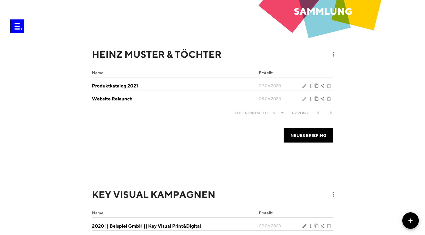 Organisiere deine Briefings.
